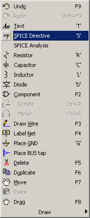 SPICE directive menu command