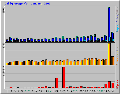 Daily usage for January 2007