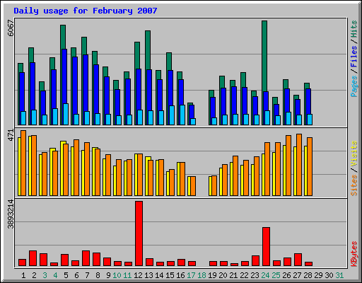 Daily usage for February 2007