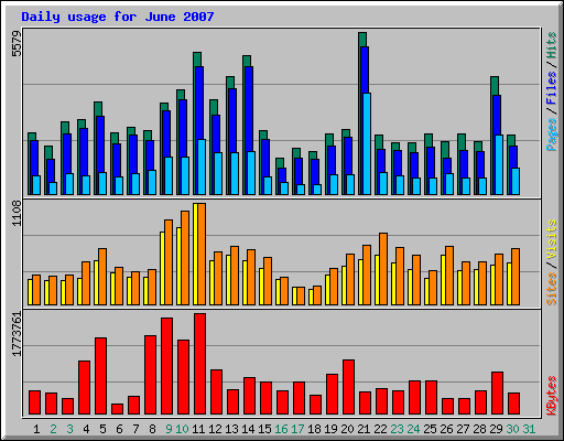 Daily usage for June 2007