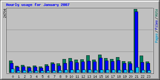 Hourly usage for January 2007