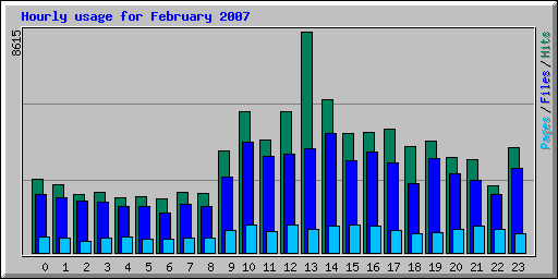 Hourly usage for February 2007