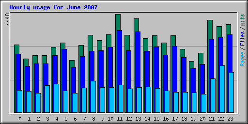 Hourly usage for June 2007
