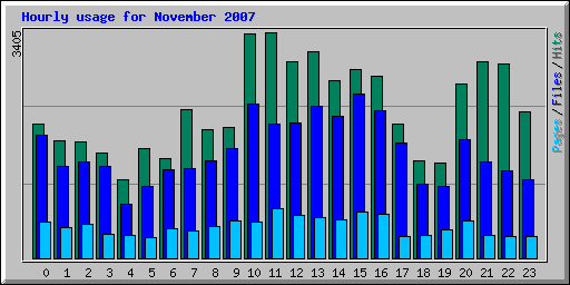 Hourly usage for November 2007