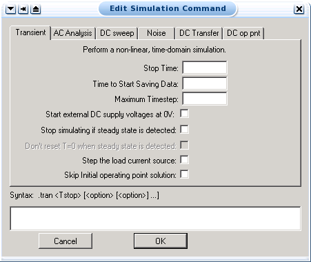 simulation command menu
