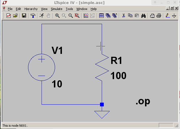 Drawing with operating point analysis selected