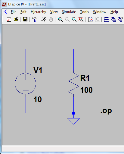 Drawing with operating point analysis selected